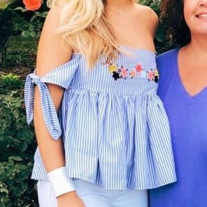 ZARA smocked off the shoulder top size small